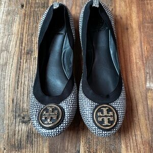 Tory Burch Black and White Patterned Flats
